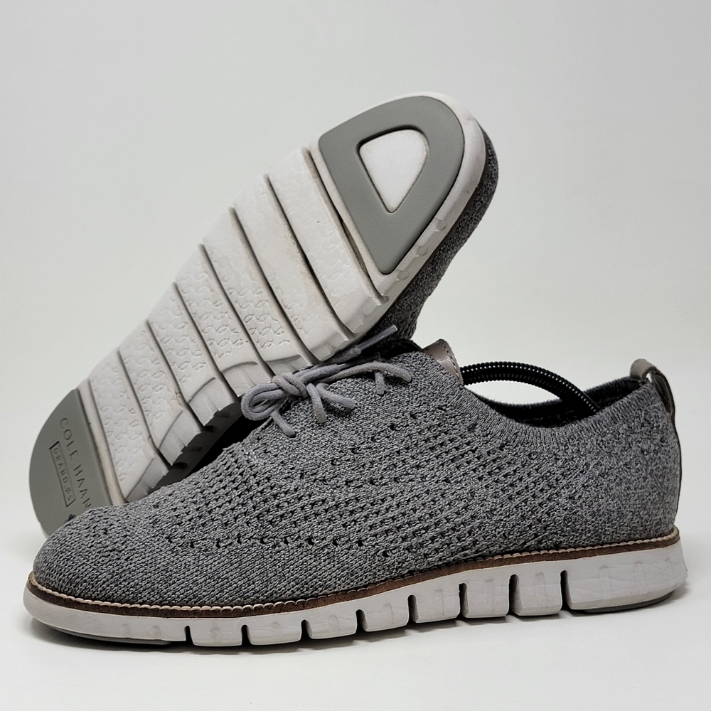 Cole Haan Zerogrand Wingtip Mens Size 10 Oxford Shoes Heather Gray Knit C32151